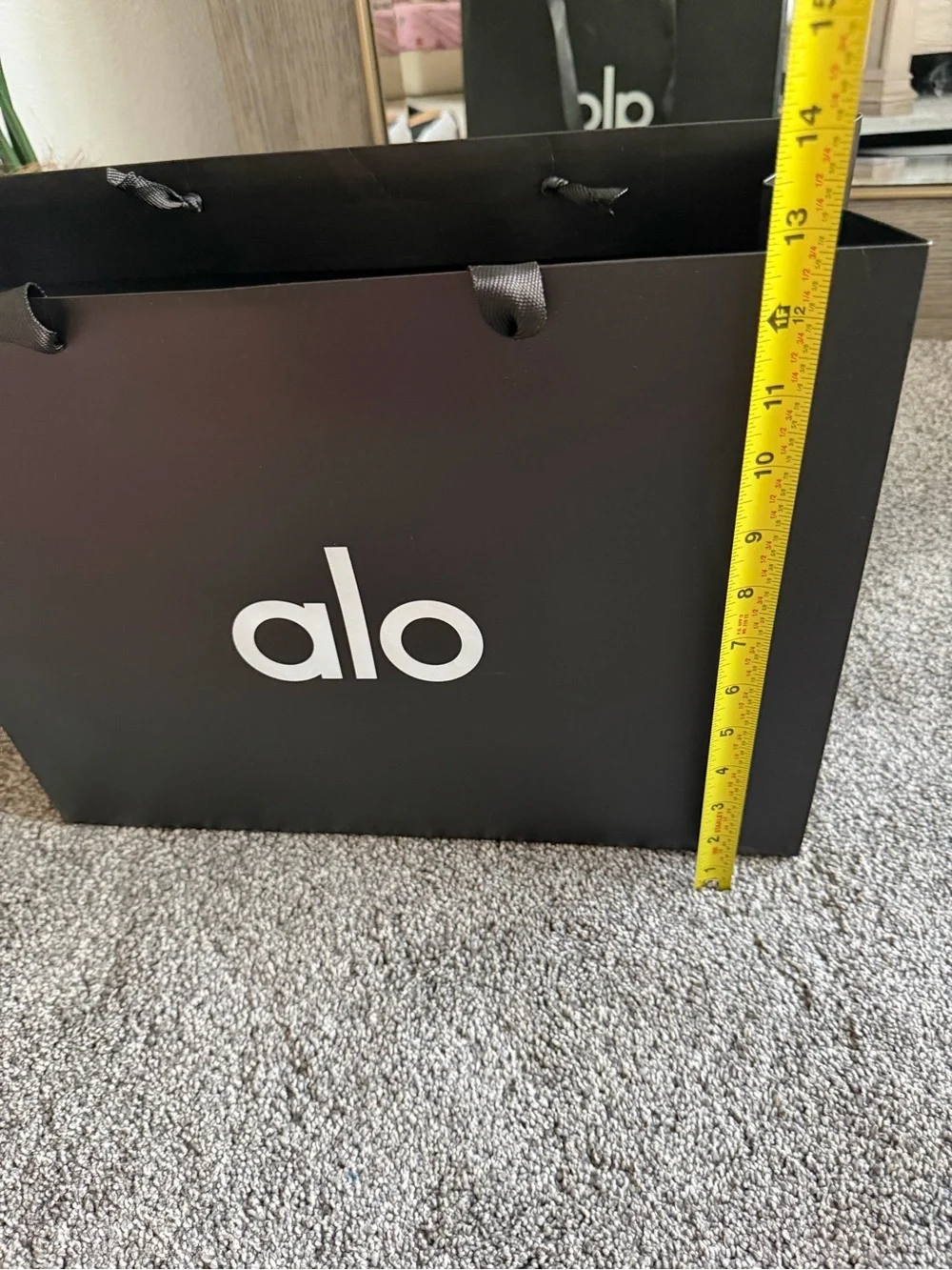 Empty Medium ALO Black Logo Shopping Bag